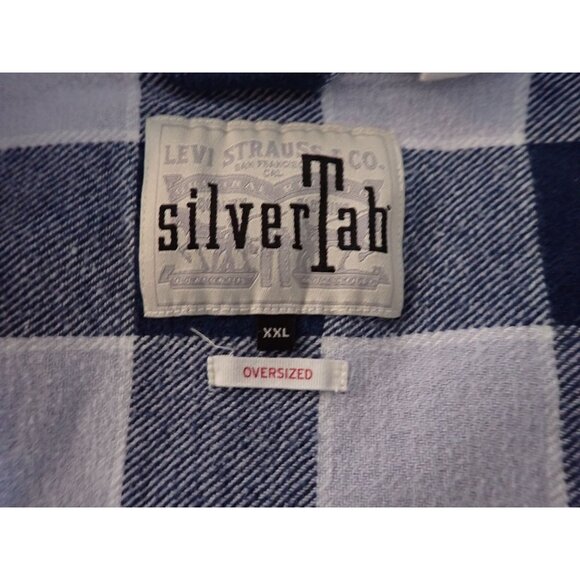 Levi's Silvertab Oversized Men's XXL Long Sleeve Flannel Shirt Blue Plaid - Picture 7 of 7